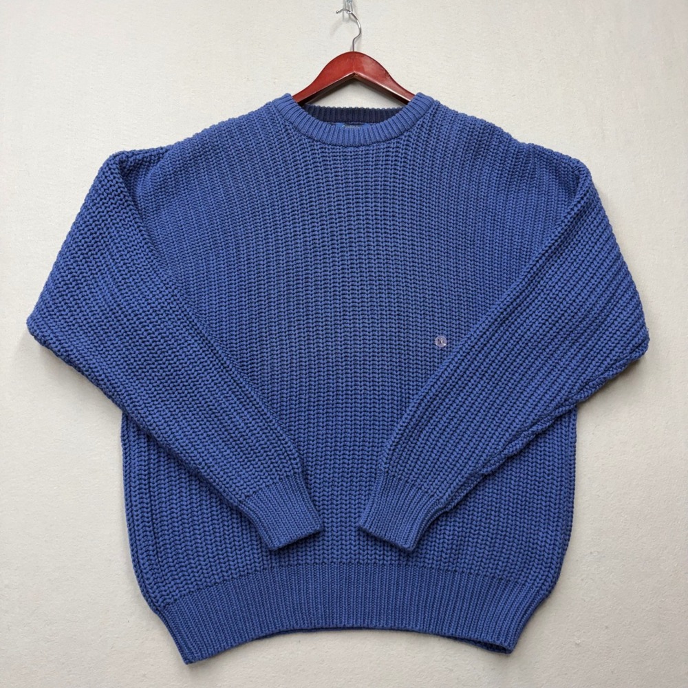 Cambridge Classics Sweater Mens XL Blue Midnight Shaker Knit 100% Cotton Vintage